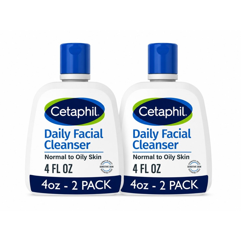 2-Pack Cetaphil Daily Facial Cleanser Oily & Combination Skin Soap-Free 4 oz